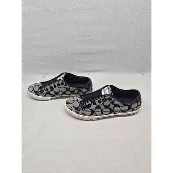 Coach Slip On Sneakers Womens 7.5 Monogram Logo Poppy Canvas Y2K Designer - Picture 4 of 9